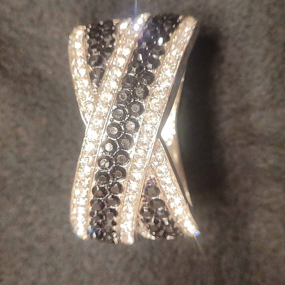 Black and clear faux silver bracelet